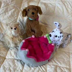 American Girl Doll dogs and dog bed